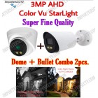 Oem 3MP AHD StarLight / WarmLight/ Color Night Vision CCTV Camera (1Dome + 1Bullet Combo -2 Cameras)  *1 Year Warranty*